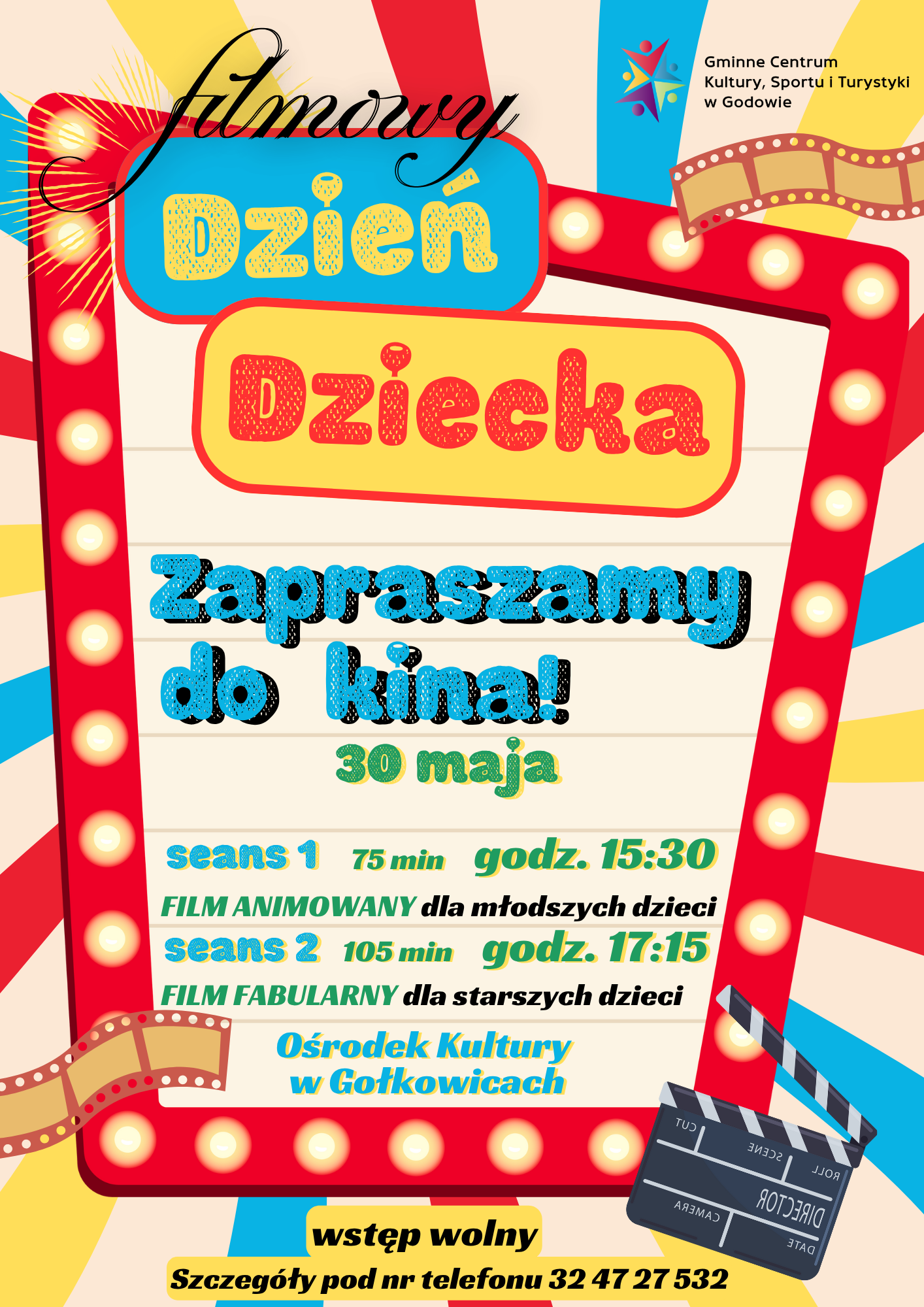 plakat - Dzień Dziecka Zapraszamy do kina
